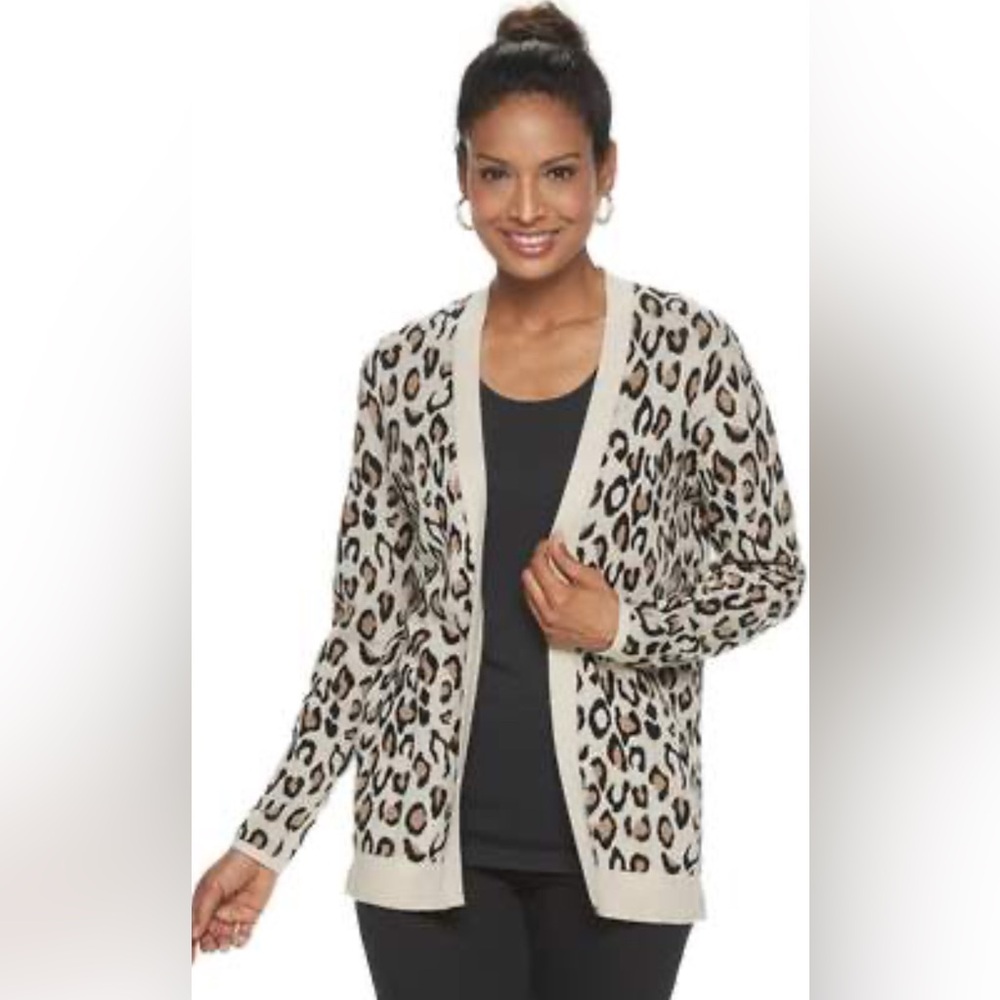 Croft & Barrow Leopard Cardigan Sweater